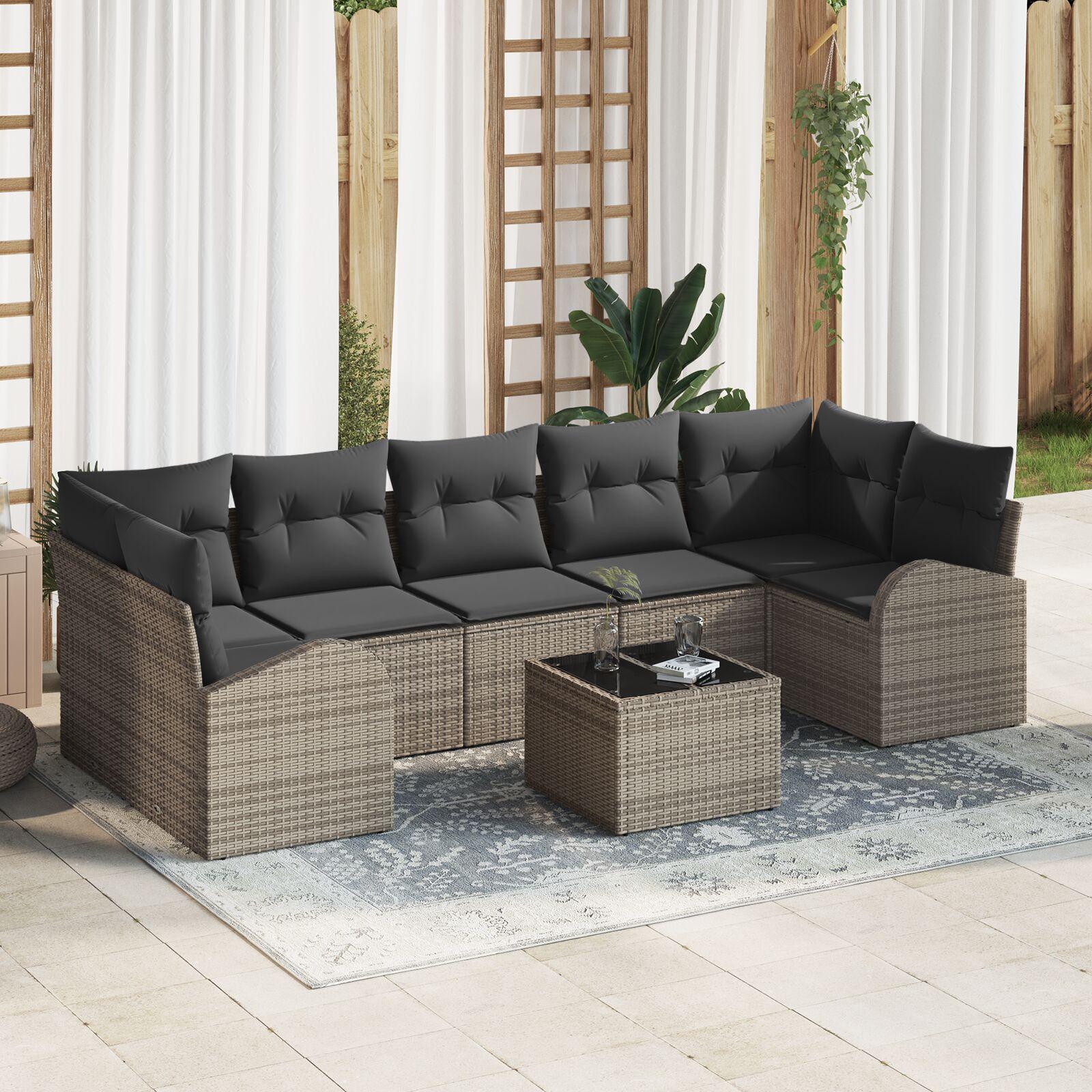 Havesofa Sæt 8 stk Grå 55 x 55 x 37 cm polyrattan
