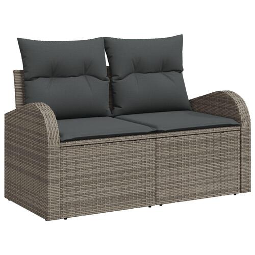4 Delers Have Sofaset med Puder Grå Poly Rattan
