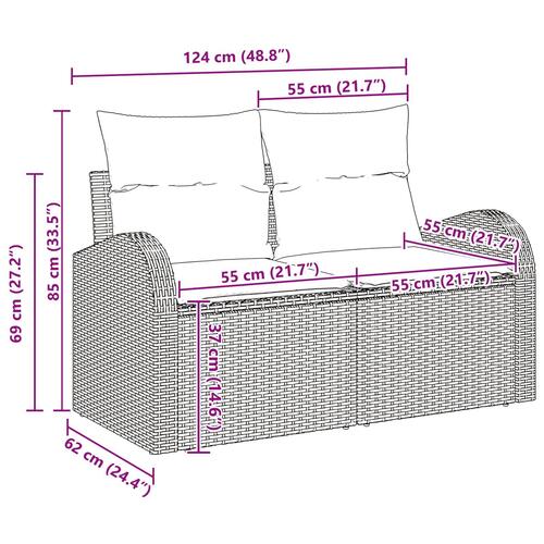 4 Delers Have Sofaset med Puder Grå Poly Rattan