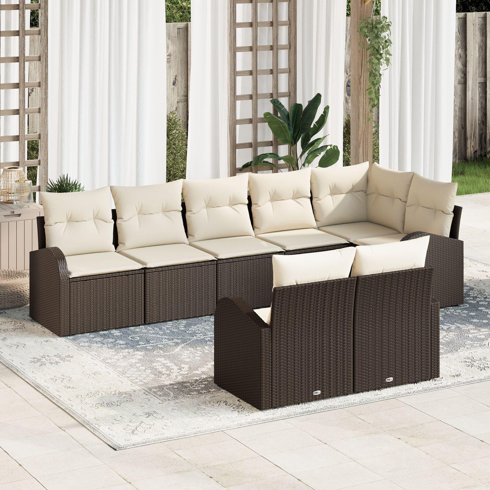 Havesofa sæt i polyrattan - 8 dele, modulopbygget, UV-bestandigt