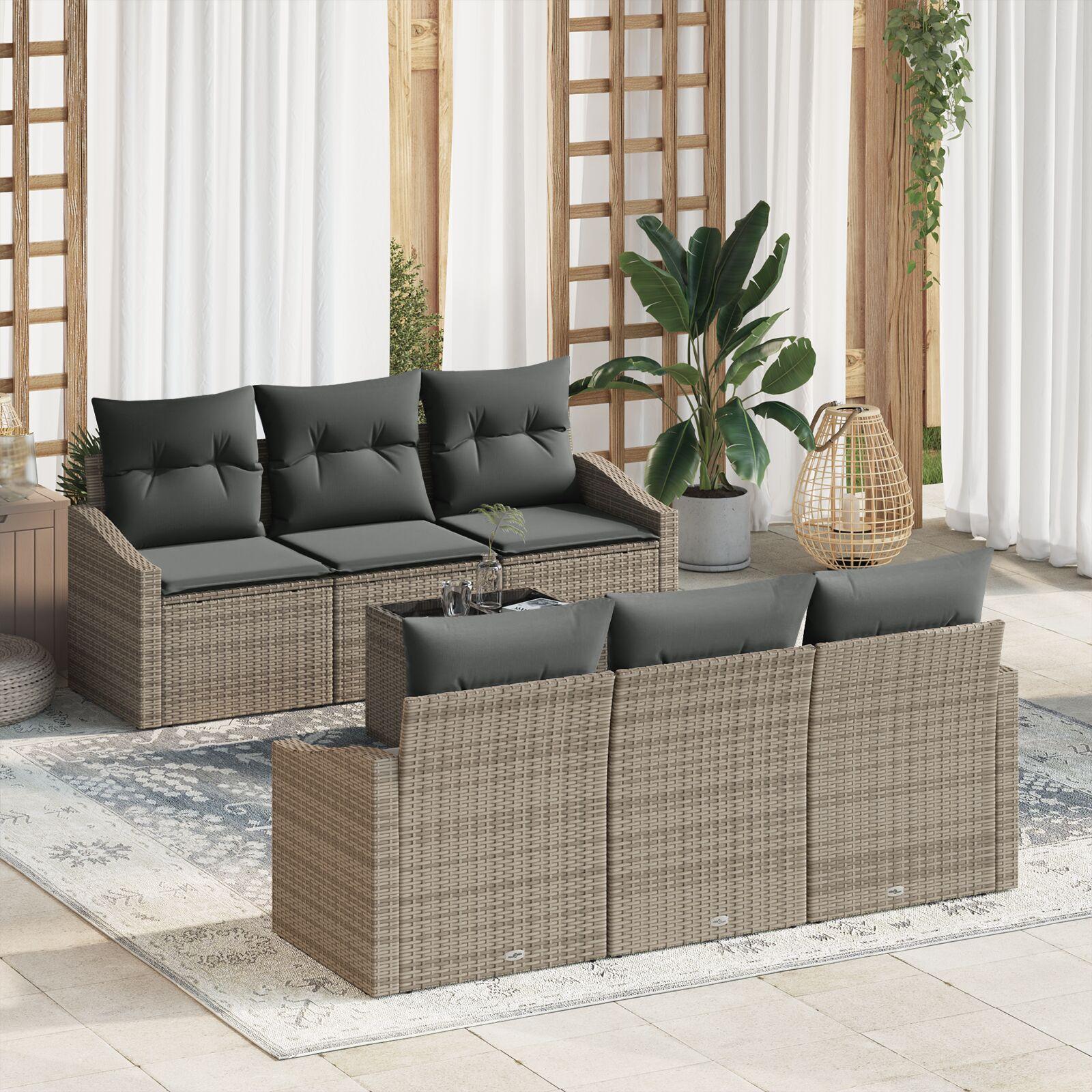 Havesofa Sæt med pude med opbevaring 7 stk Grå 55 x 55 x 37 cm