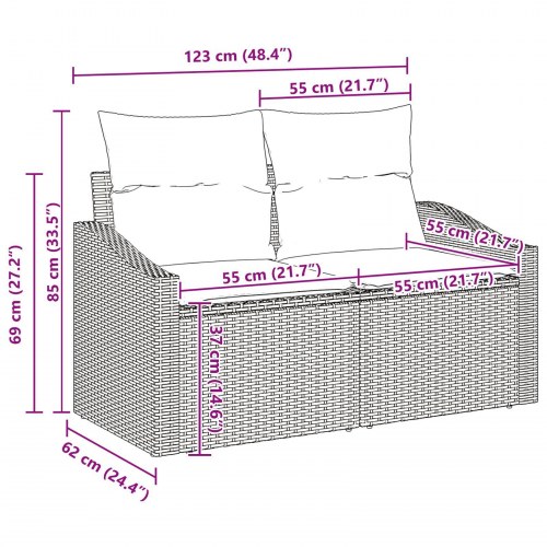 5 Styk Have Sofa Sæt med Puder Sort Poly Rattan