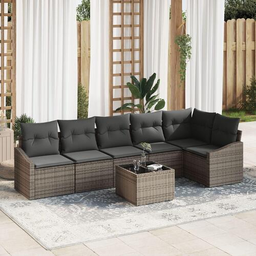 6 dele have sofa sæt med sorte puder i poly rattan