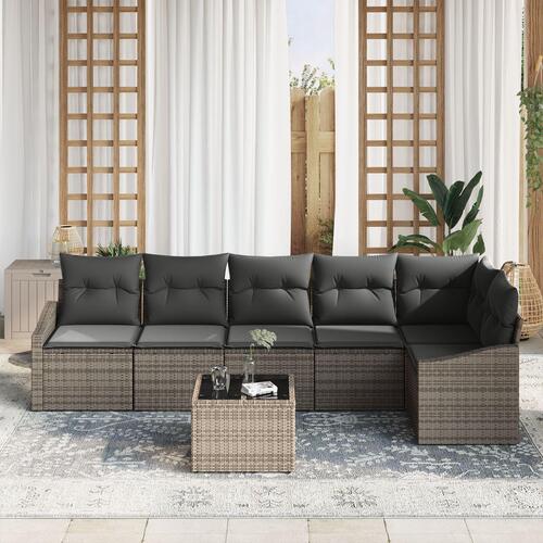 6 dele have sofa sæt med sorte puder i poly rattan