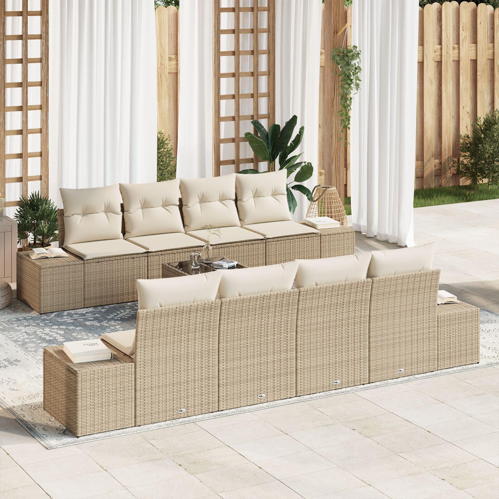 Havesofa Sæt 7 stk beige og cremefarvet 55 x 55 x 37 cm