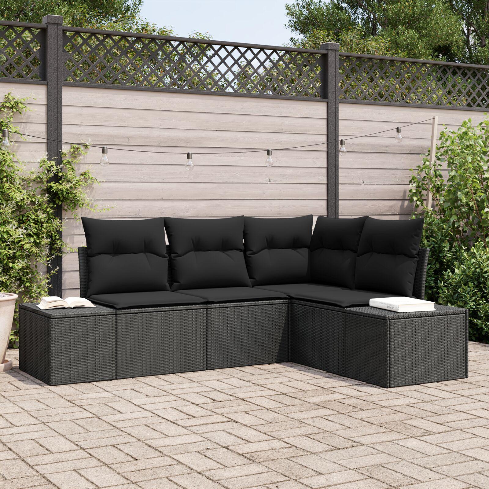 Havesofa Sæt 4 Dele Polyrattan - Sort