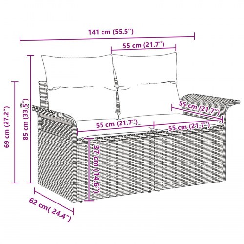 5 delt have sofa sæt med hynder grå polyrattan akacie