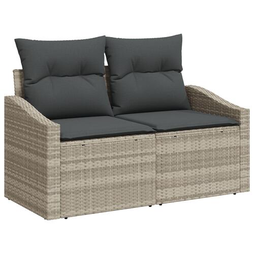 8 Delt Have Sofa Sæt med Puder Lys Grå Poly Flet