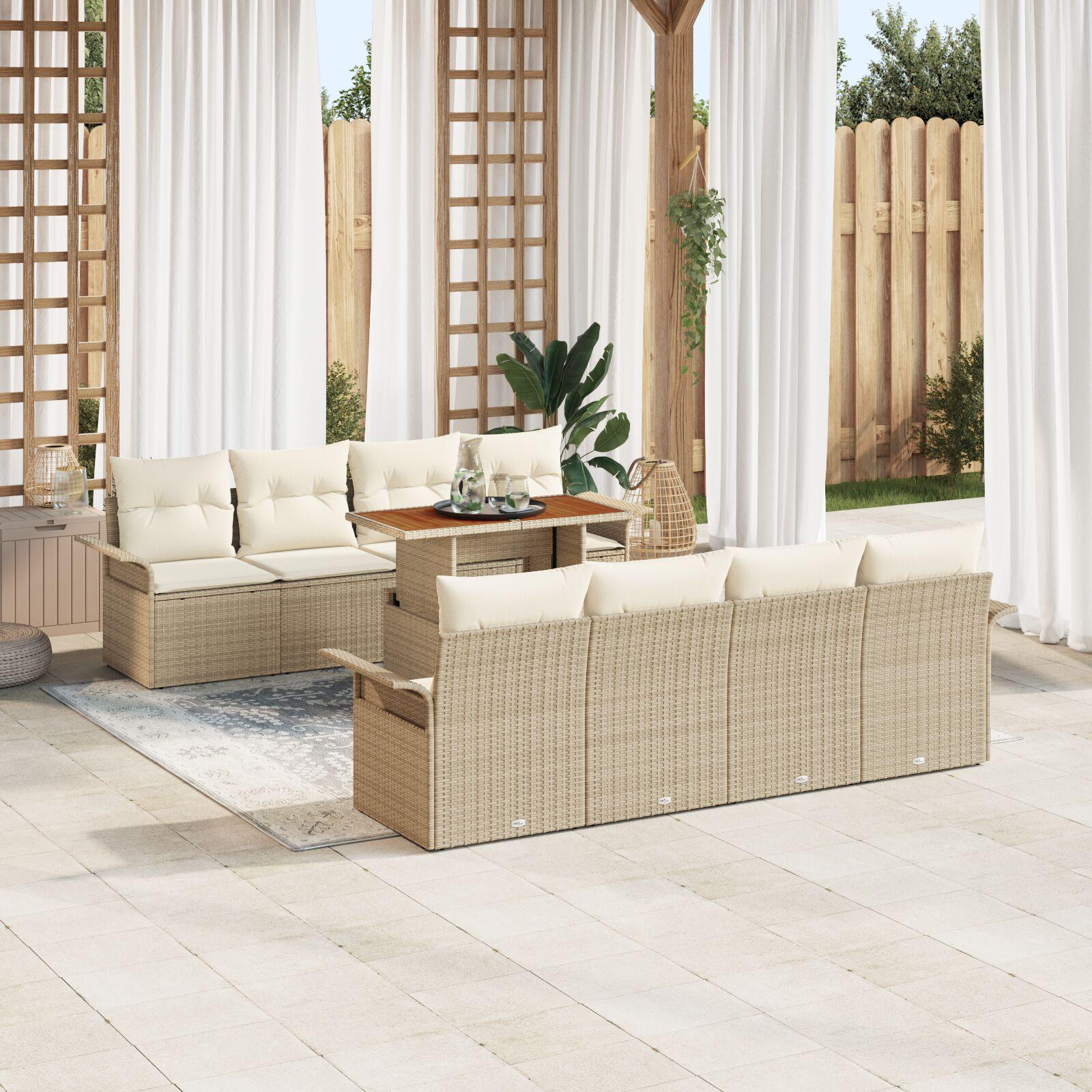 Havesofa Sæt 7 stk beige og cremefarvet 100 x 55 x 73 cm