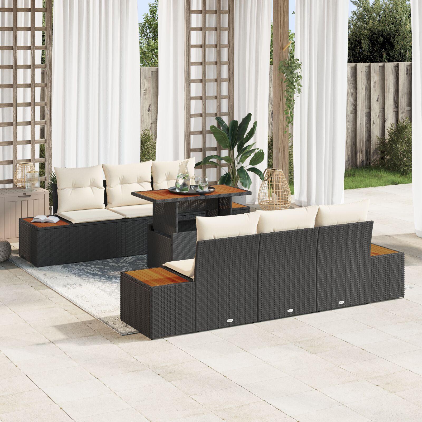Have Spisebordssæt 7 stk Sort og Beige 100 x 55 x 73 cm