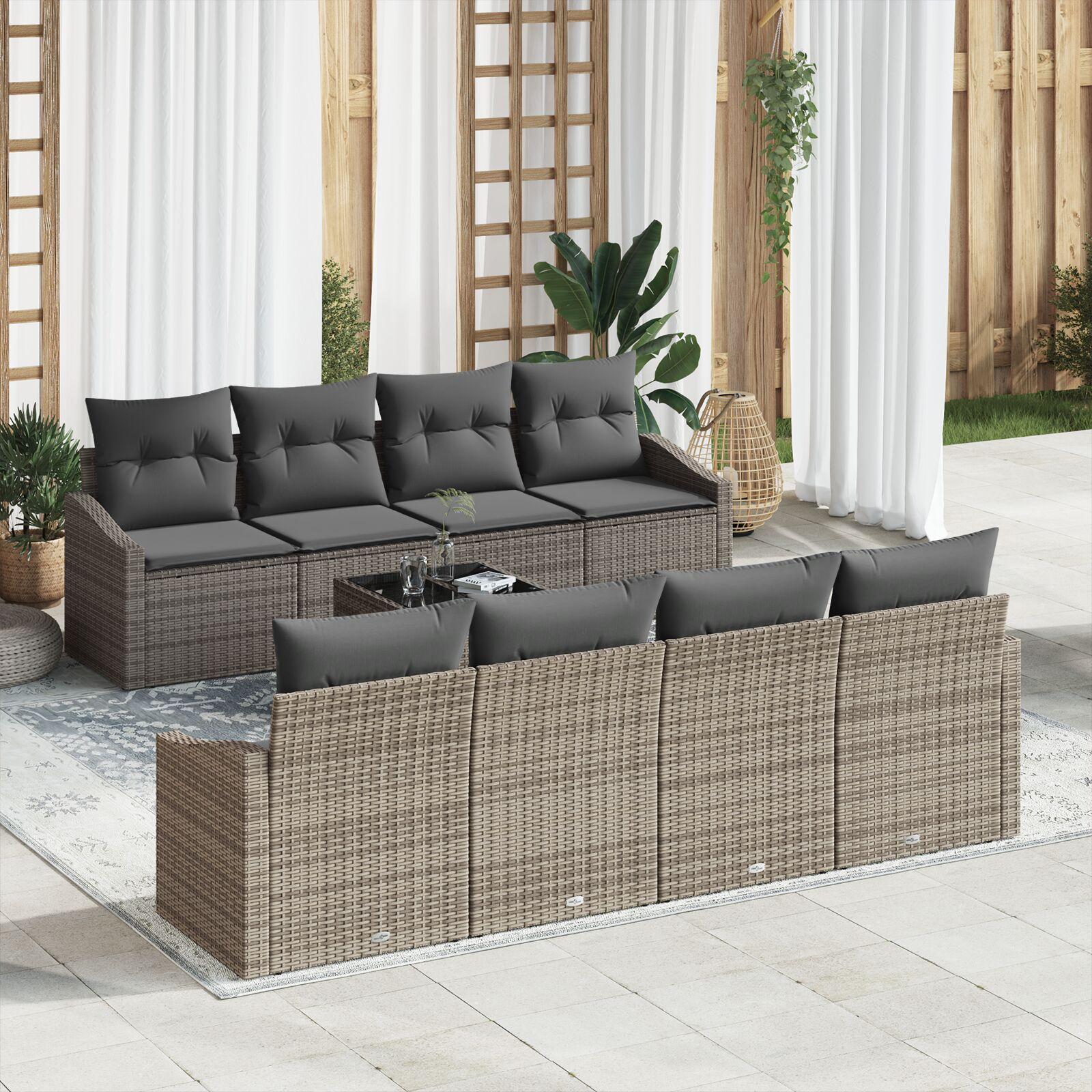 Havesofa Sæt med pude med opbevaring 7 stk Grå 55 x 55 x 37 cm