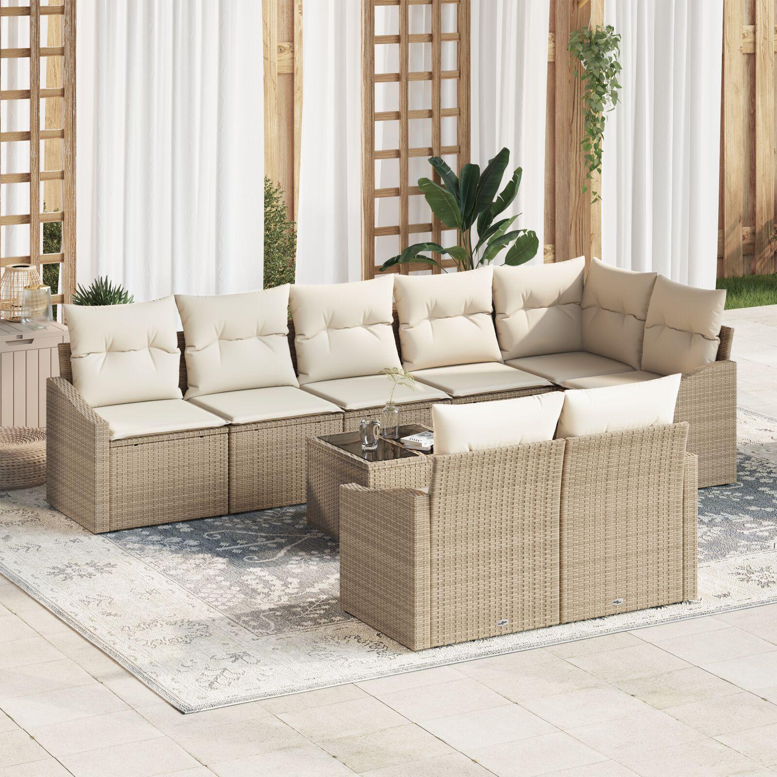Have Spisebordssæt med pude med opbevaring 9 stk Beige og creme