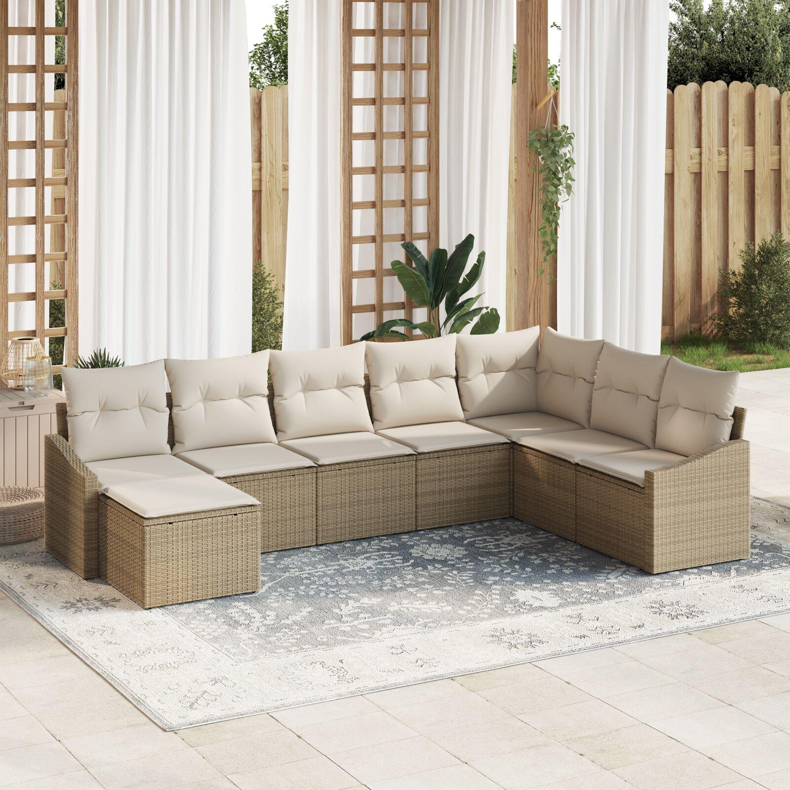 Have Spisebordssæt med pude med opbevaring 8 stk Beige og creme