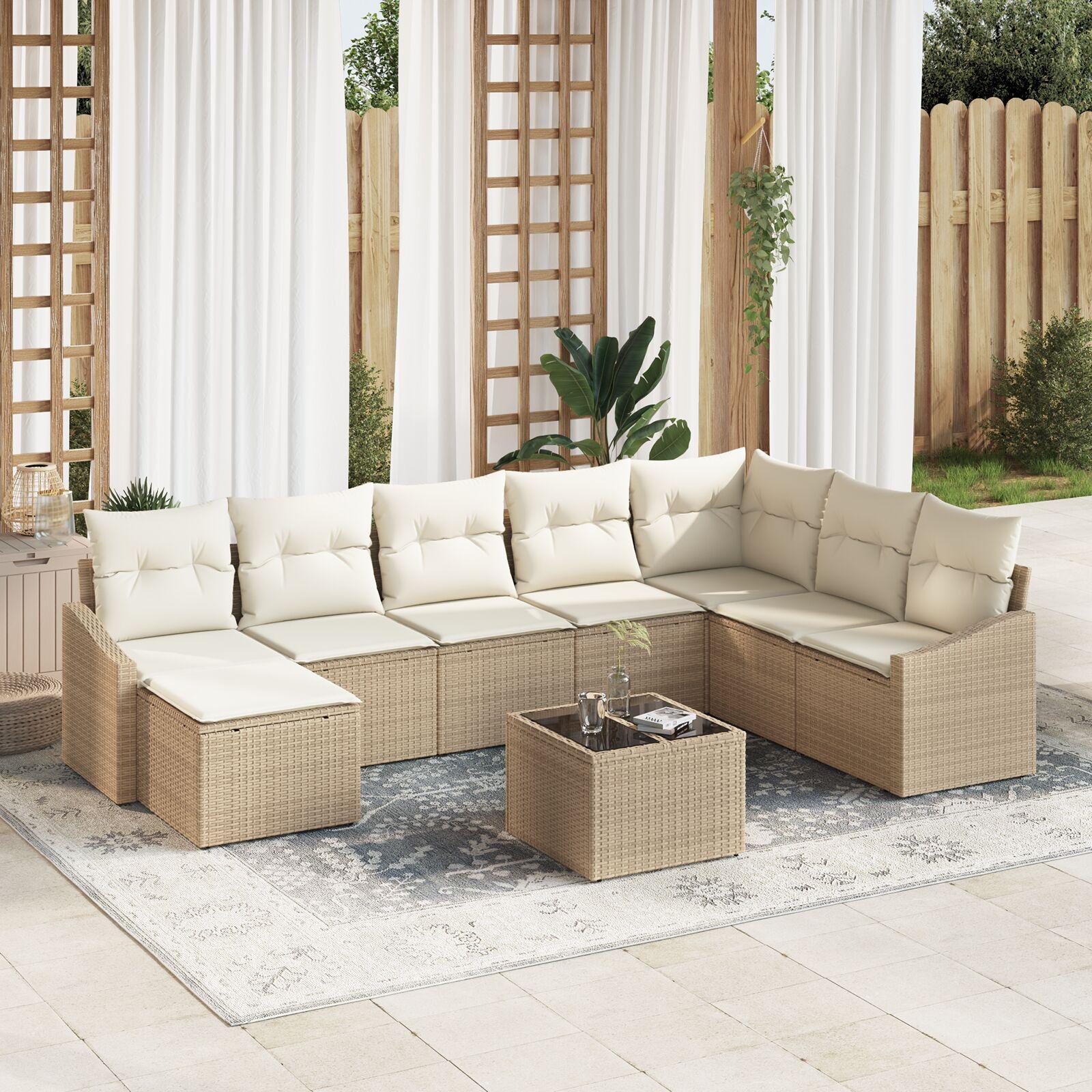 Have Spisebordssæt med pude med opbevaring 9 stk Beige og creme