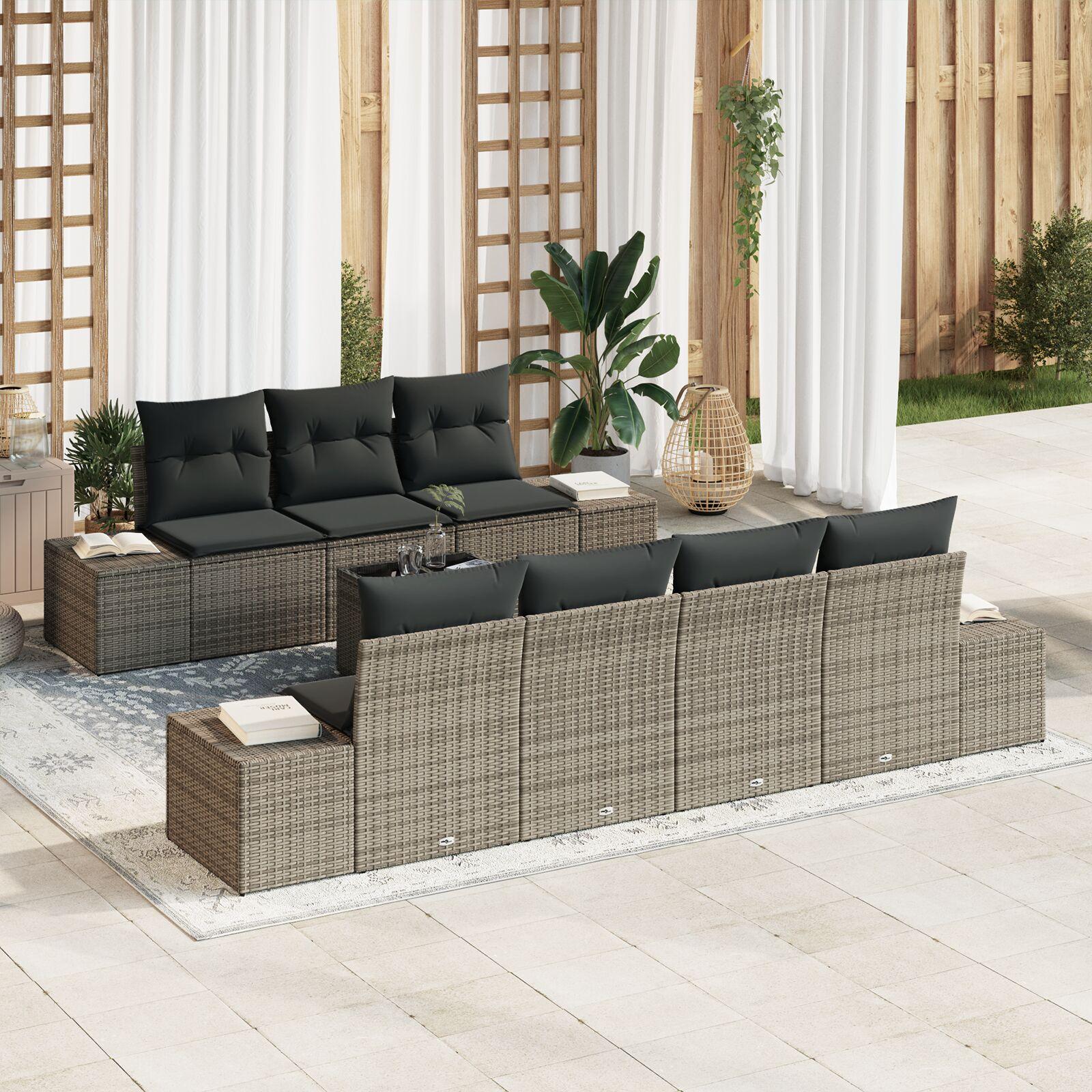 Havesofa Sæt med pude med opbevaring 8 stk Grå 55 x 55 x 37 cm