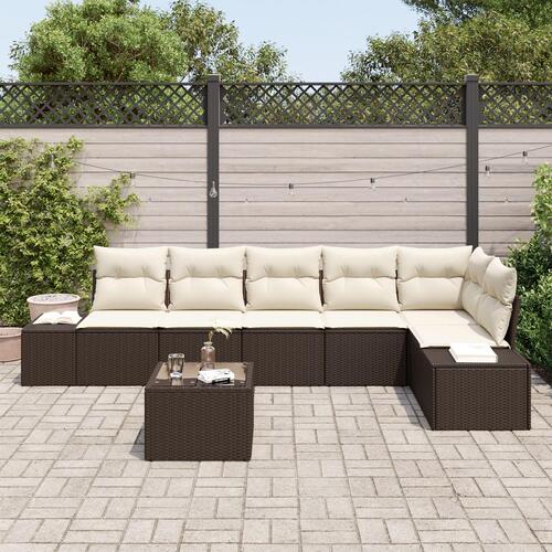 6 Delt Have Sofa Sæt med Kasser Grå Poly Rattan