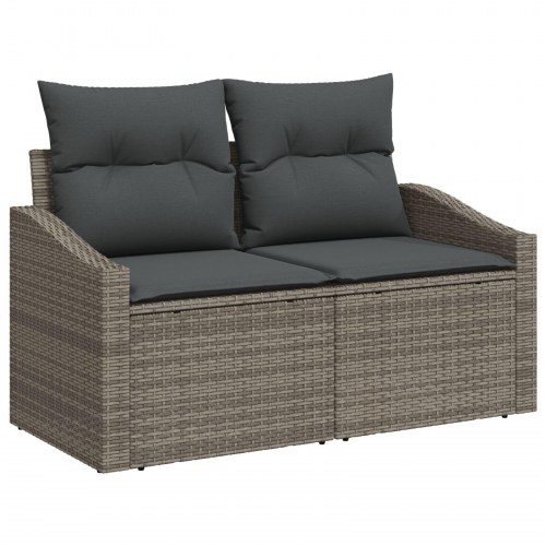 6 Styk Have Sofa Sæt med Puder Grå Poly Rattan
