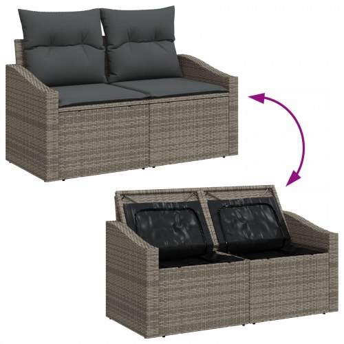 6 Styk Have Sofa Sæt med Puder Grå Poly Rattan