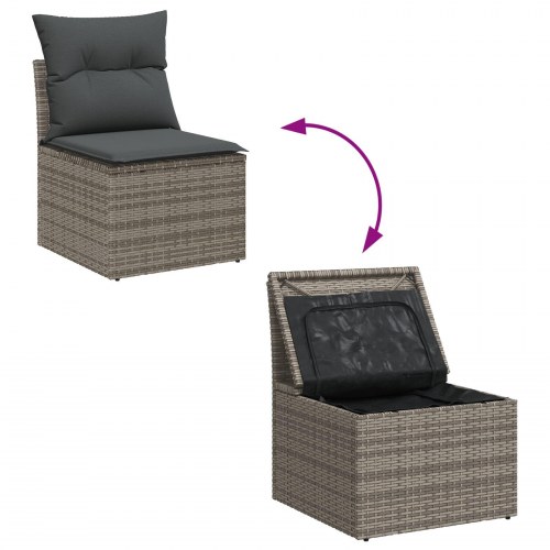 6 Styk Have Sofa Sæt med Puder Grå Poly Rattan