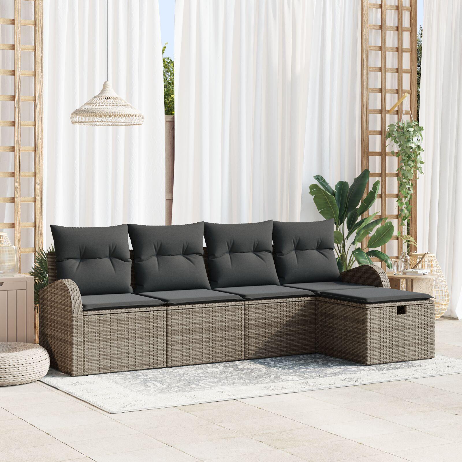 Havesofa SÃ¦t med pude 5 stk GrÃ¥ 234 x 117 x 85 cm Poly rattan