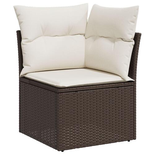 7 Personers Have Sofa Sæt med Puder Brun Poly Rattan