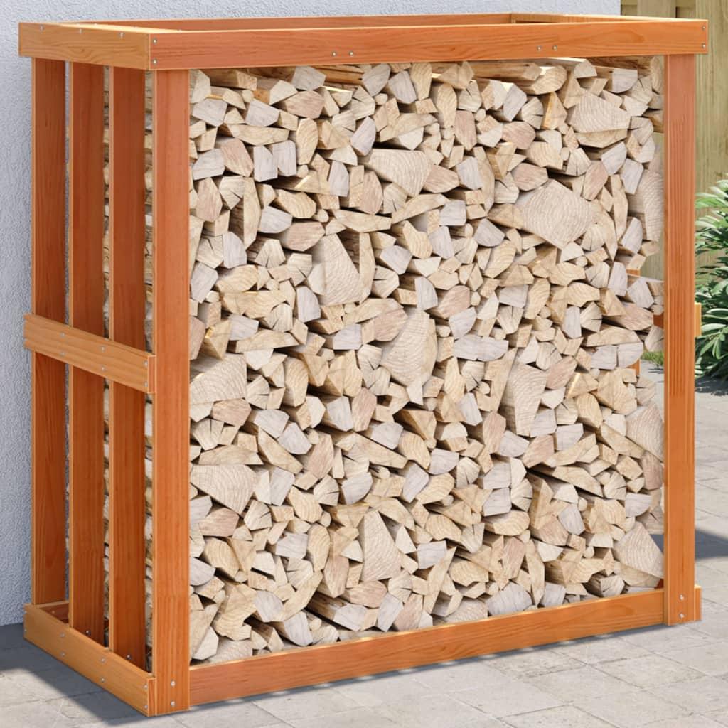 Udendørs brændestativ 109x52x106 cm massivt fyrretræ gyldenbrun