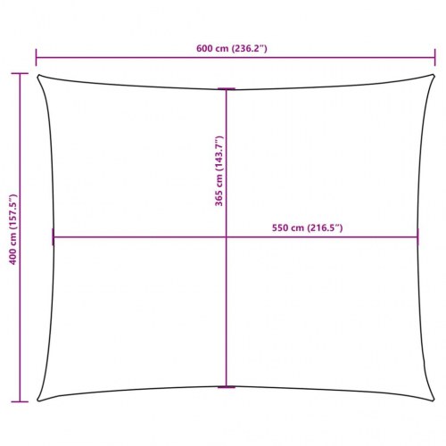 Solsejl 4 × 6 m - rektangulært oxfordstof, rød