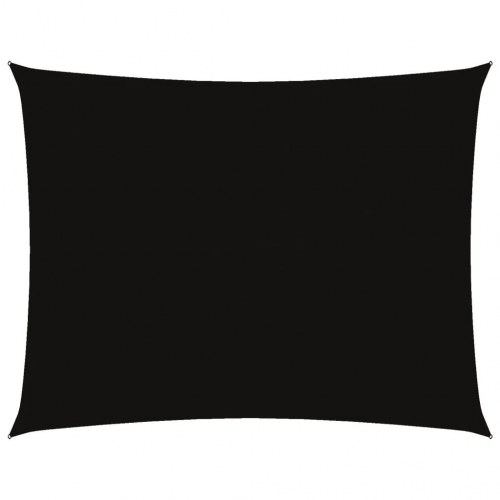 Solsejl 5 × 7 m - rektangulær oxfordstof, sort
