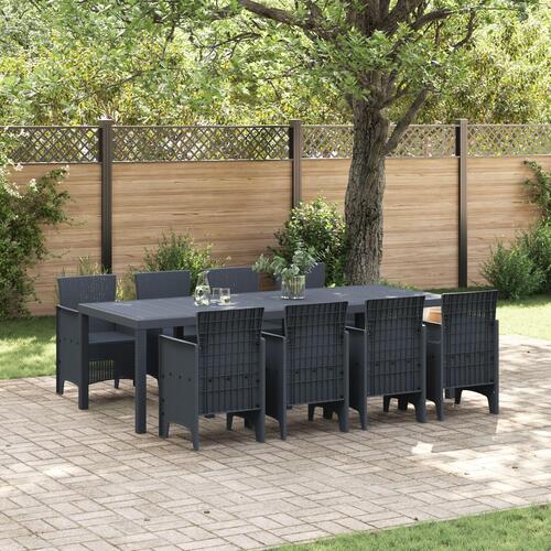 9 Delers Havemøbelsæt Anthracite Poly Rattan