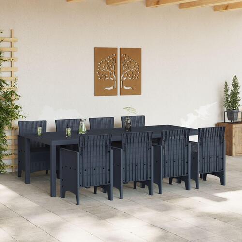 9 Delers Havemøbelsæt Anthracite Poly Rattan