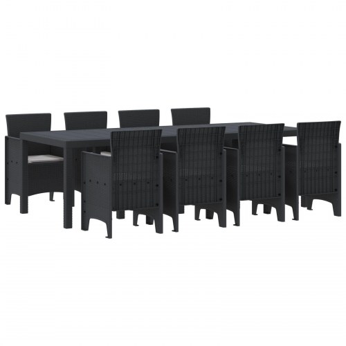 9 Dels Havebord med Hynder Anthracite Poly Rattan