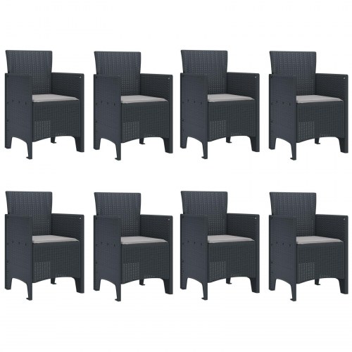 9 Dels Havebord med Hynder Anthracite Poly Rattan