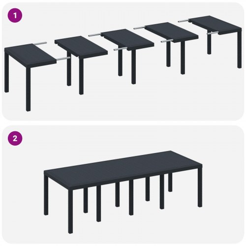 9 Dels Havebord med Hynder Anthracite Poly Rattan