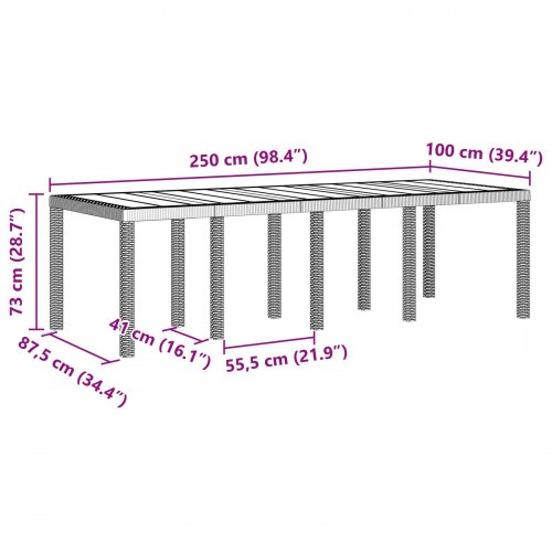 9 Dels Havebord med Hynder Anthracite Poly Rattan