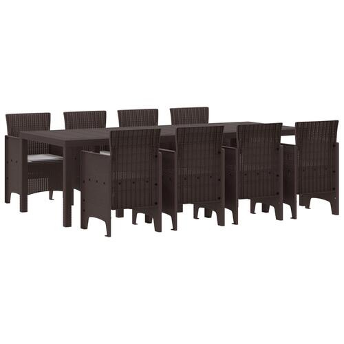 Have Spisebord Sæt med 9 Stykker Brun Poly Rattan