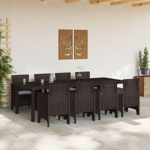 Have Spisebord Sæt med 9 Stykker Brun Poly Rattan