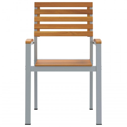 Havestole 4 stk Grå Solid Træ Acacia og Stål