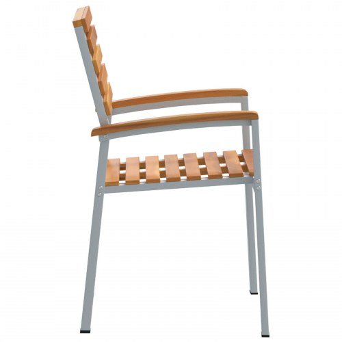 Havestole 4 stk Grå Solid Træ Acacia og Stål