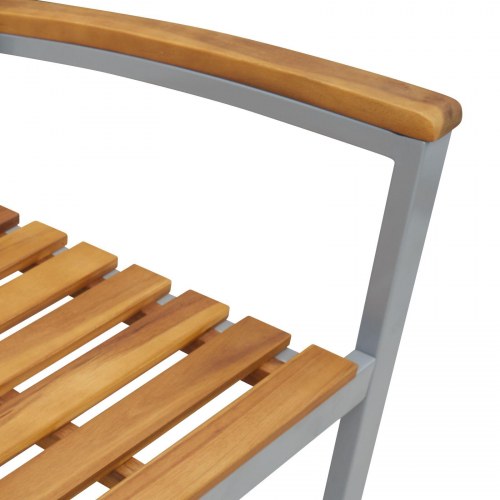 Havestole 4 stk Grå Solid Træ Acacia og Stål