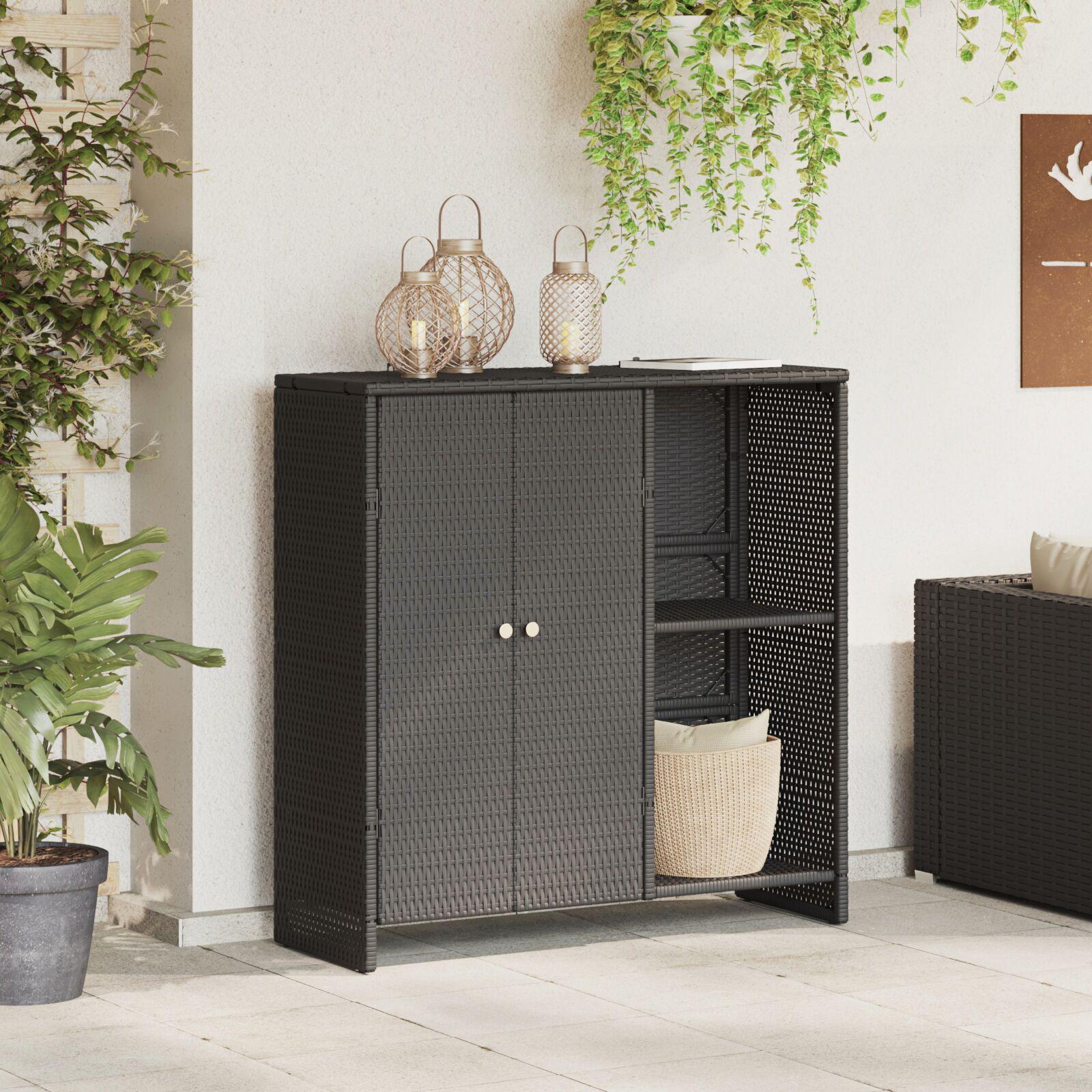Opbevaringsskab Sort 100x36x102 cm Rattan