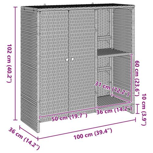 Opbevaringsskab Sort 100x36x102 cm Rattan