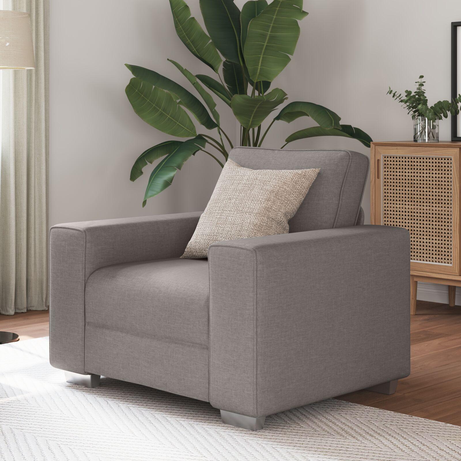 Sofa stol i stof - gråbrun 100 cm, 1-personers