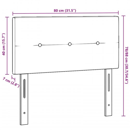 Sengegavl knap tufted lysegrå 80 cm stof