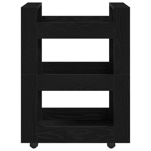 Køkkentrolley Sort Egetræ 60x45x80 cm Konstrueret Træ