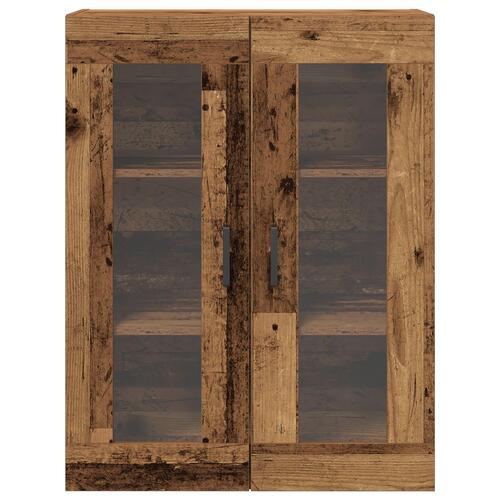 Vægmonteret Skab med Glasdøre - Gammelt Træ - 69.5x34x90 cm