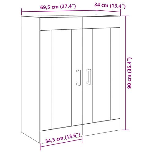 Vægmonteret Skab med Glasdøre - Gammelt Træ - 69.5x34x90 cm