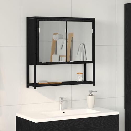 Badeværelsesspejlskab Sort Eg 60x16x60 cm Ingeniørtræ