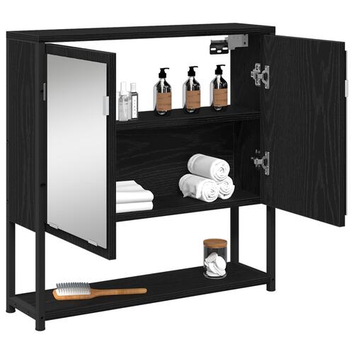 Badeværelsesspejlskab Sort Eg 60x16x60 cm Ingeniørtræ