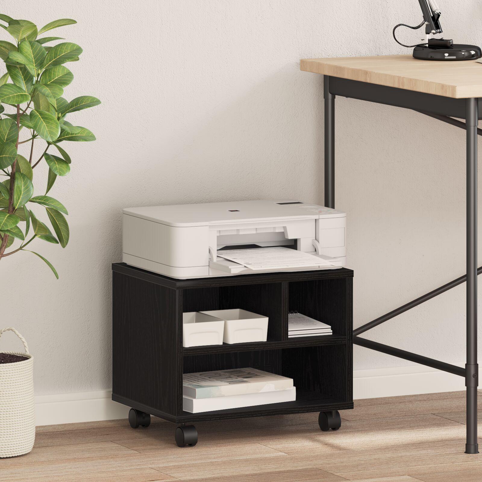 Printer Stativ Med Hjul Sort Eg 41x32x34 5 Cm