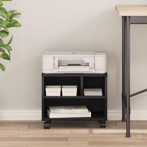 Printer Stativ med Hjul Sort Eg 41x32x34.5 cm
